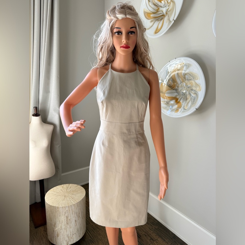 NEW GORGEOUS HALTER STYLE DRESS THAT IS A GORGEOUS CLASSY BEIGE COLOR!